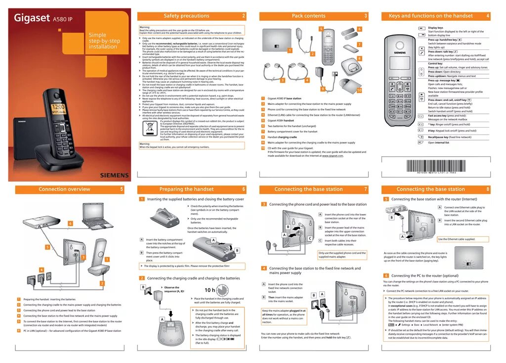 Подключение телефона гигасет s2582 без базы Gigaset A580 IP User Guide Manualzz