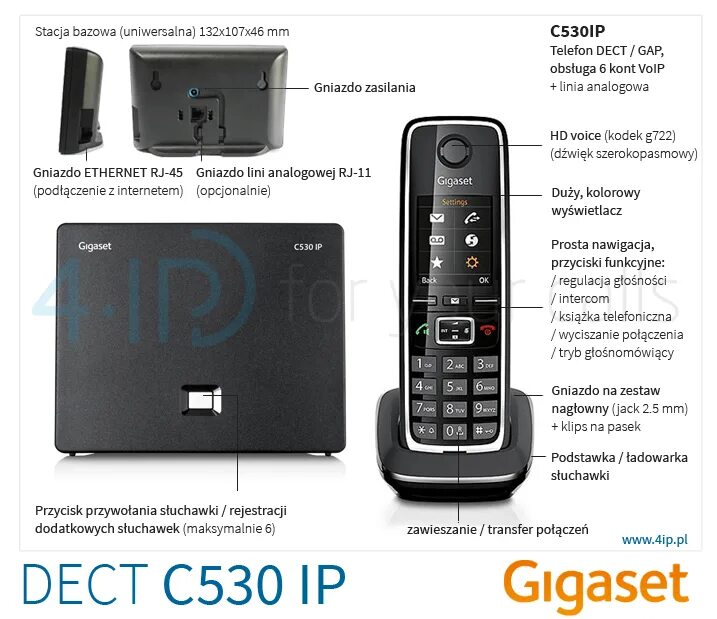 Подключение телефона гигасет s2582 без базы Gigaset C530 IP telefon bezprzewodowy DECT do VoIP - 4IP