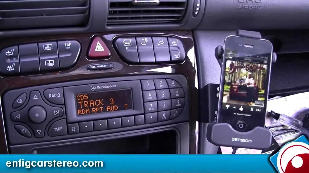 Подключение телефона к мерседес iPod iPhone USB adapter Mercedes C Class 2004 - YouTube