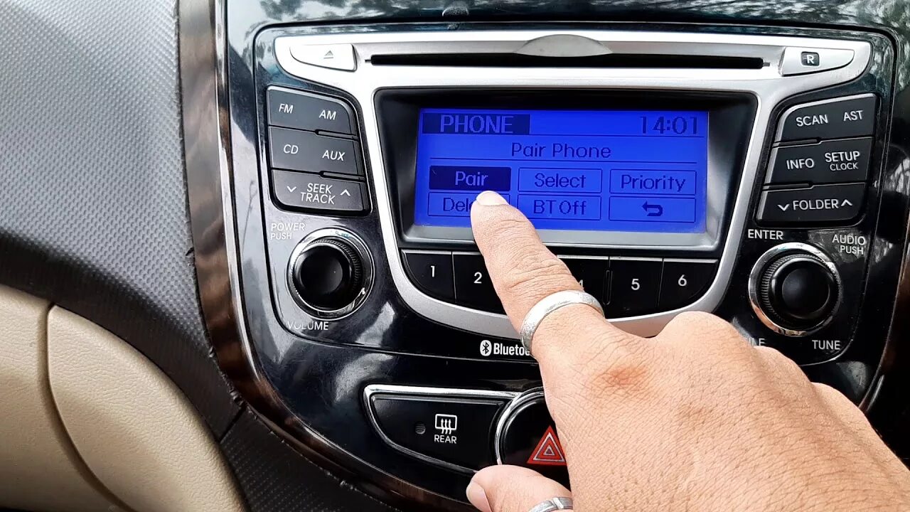 Подключение телефона к солярису Hyundai Verna car Bluetooth pairing - YouTube