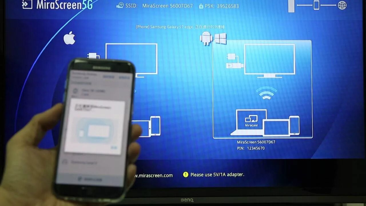 Подключение телефона к телевизору miracast Mirascreen 5G Android 手 機(S7 Edge)鏡 像 - YouTube