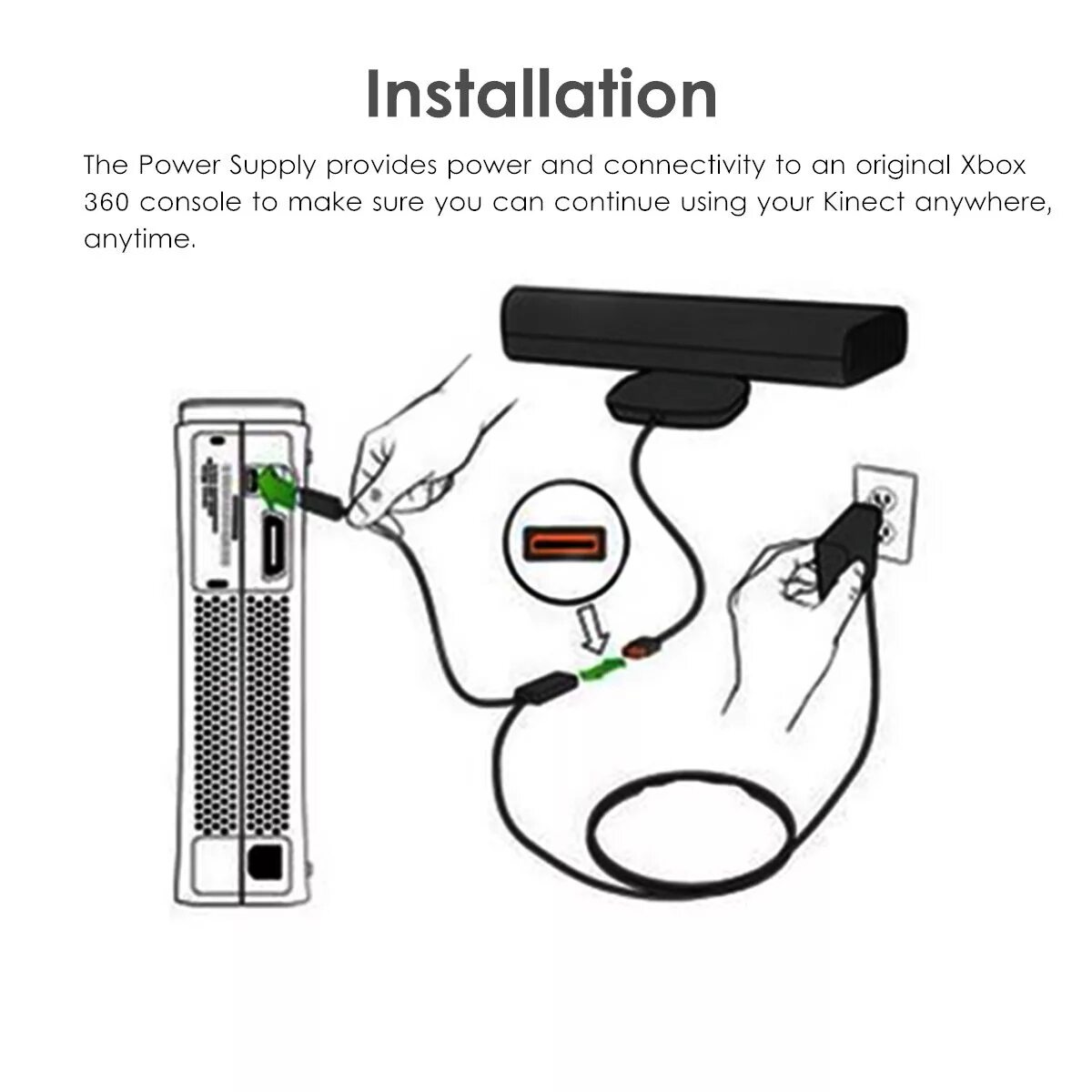 Подключение телефона к xbox 360 Cases, Bags & Pouches - 2.3m USB AC Adapter Power Supply Cable for Xbox 360 Kine