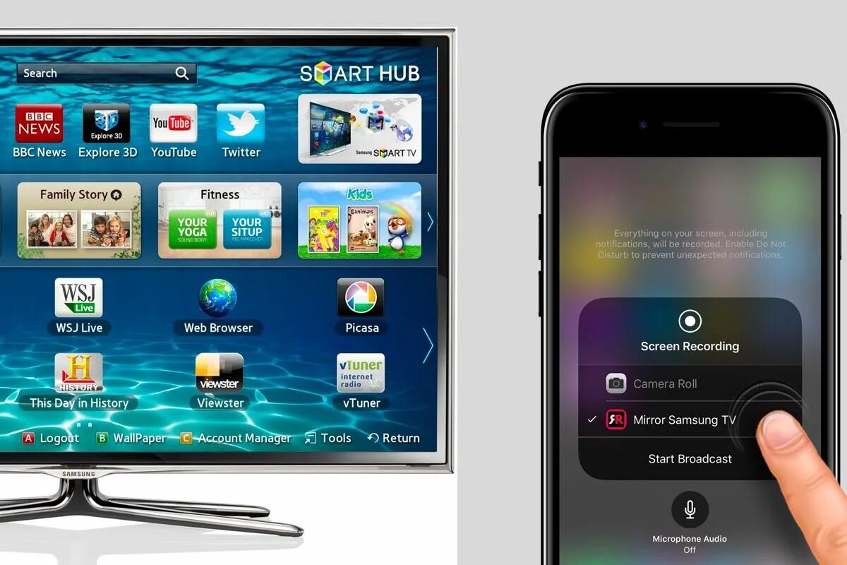Подключение телефона телевизору samsung Как подключить айфон к телевизору смарт тв