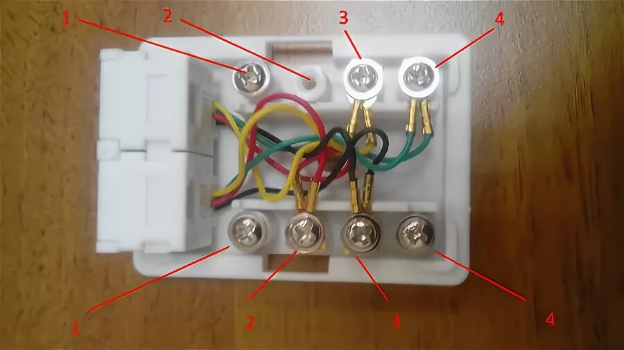 Подключение телефонного кабеля к розетке 2 провода Обжим Витой