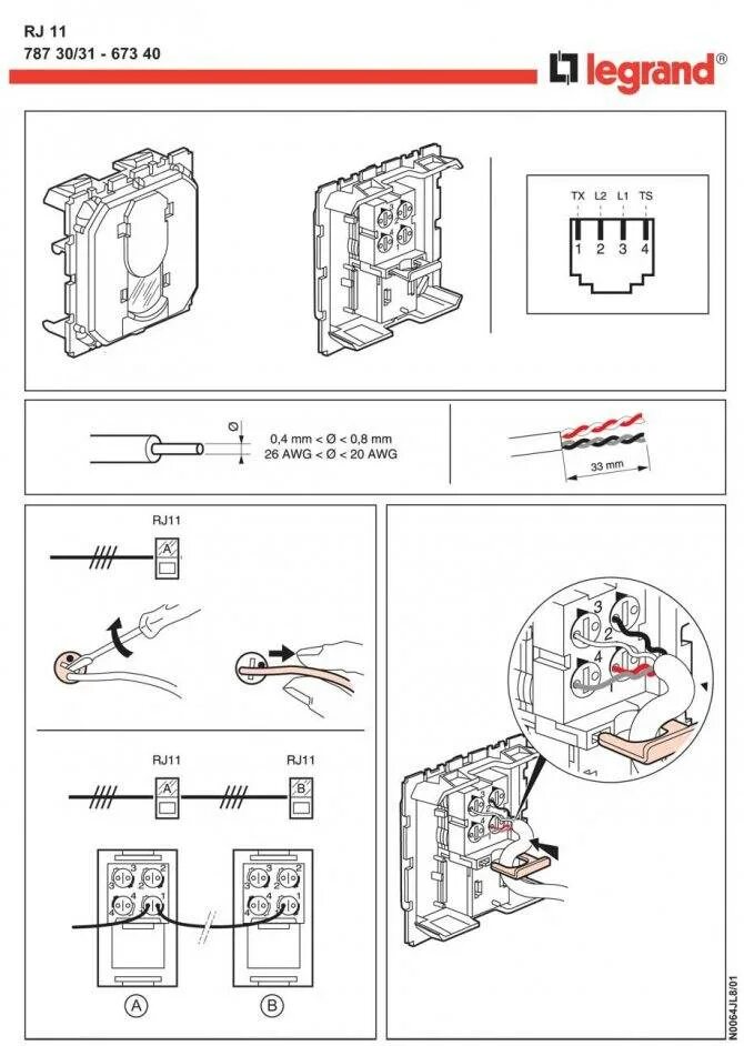 Подключение телефонной розетки rj11 Схема подключения телефонных розеток легранд