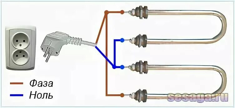 Подключение тэна без ноля Напряжение на нагревателе 220 в