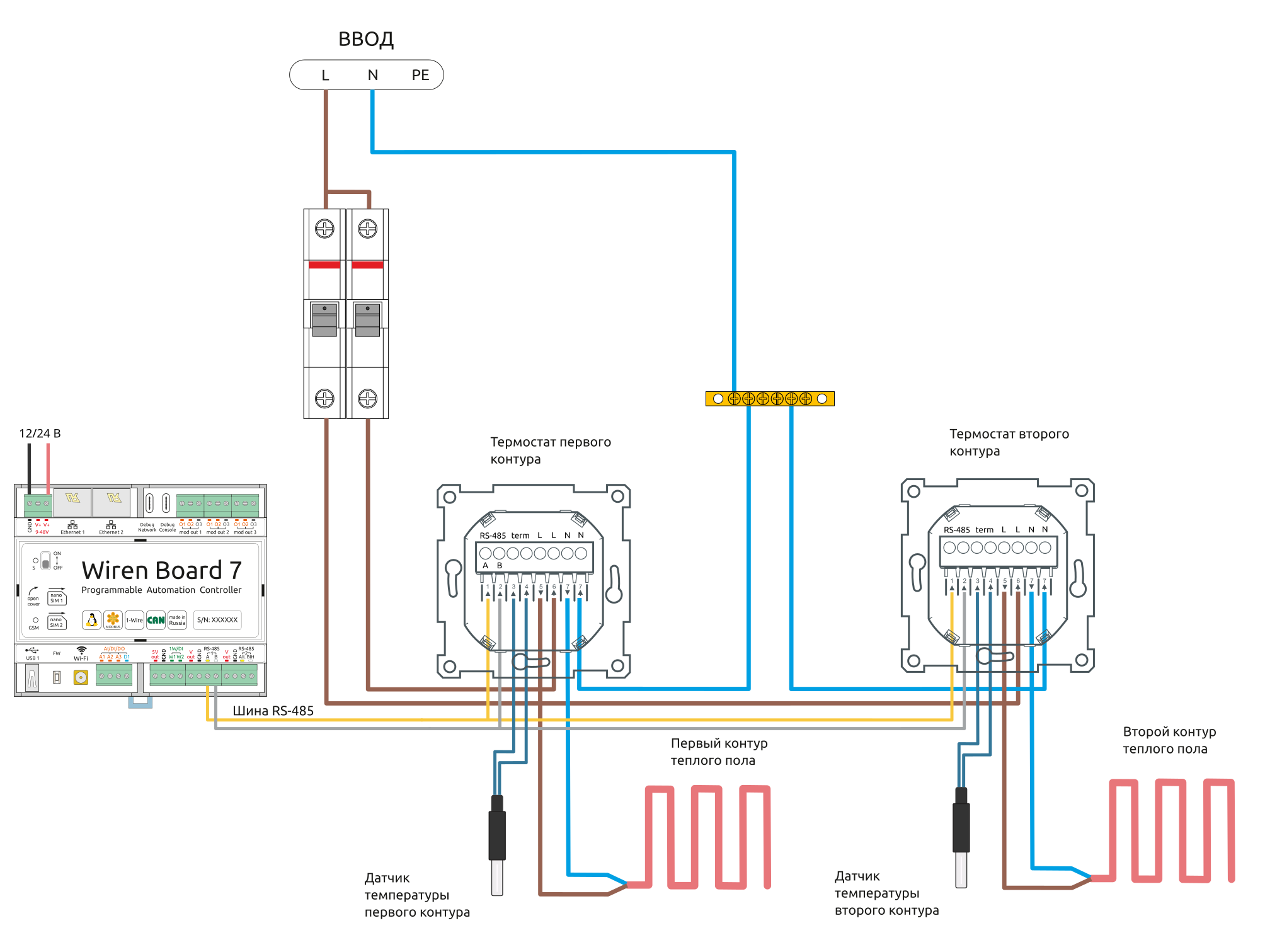 Подключение тепла Автоматизация электрического тёплого пола - Wiren Board