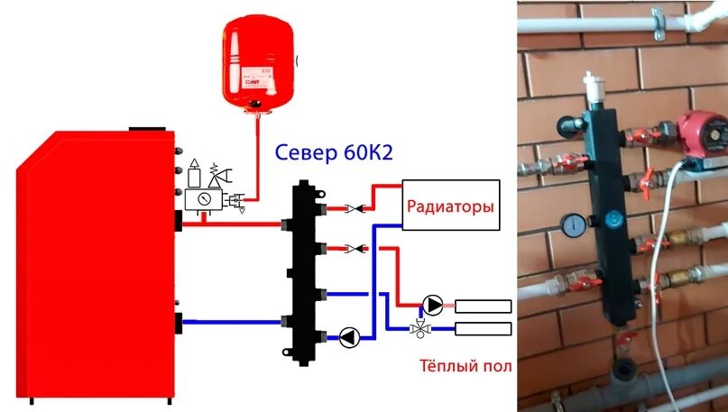 Подключение теплого пола к гидрострелке Наш товарищ собрал котельную на гидрострелке, но котёл кипит, а тепло в системы 