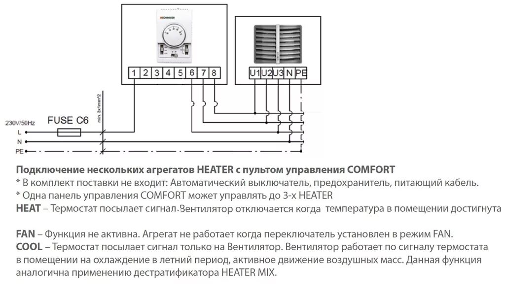 Подключение тепловентилятора ballu к отоплению Панель управления Comfort TR-110L (термостат, регулятор скорости, режим зима/лет