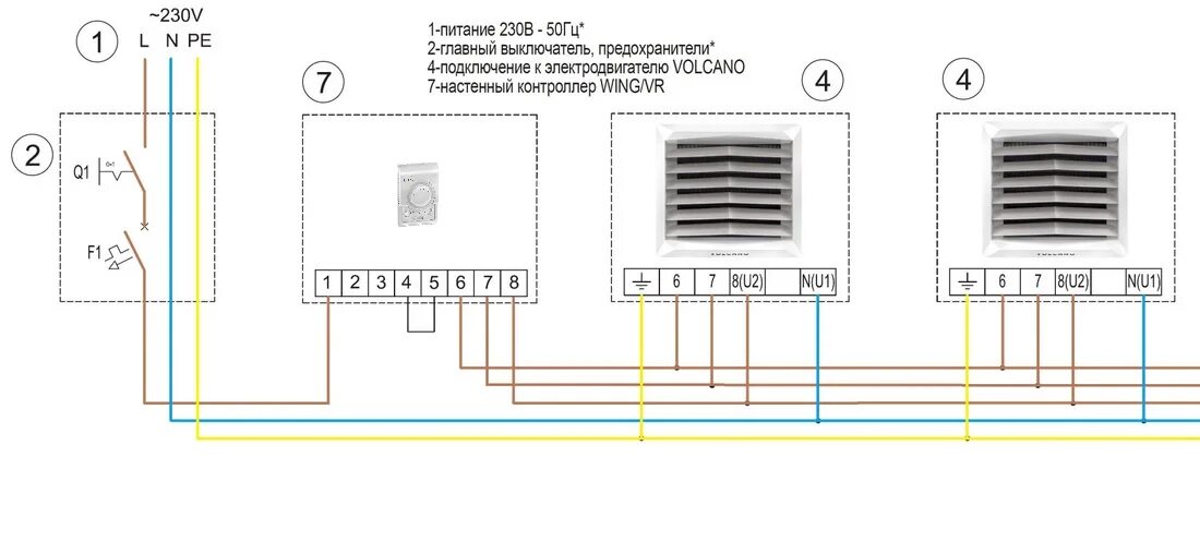 Подключение тепловентилятора к системе Настенный регулятор WING/VOLCANO купить в Москве в интернет-магазине КлиматМарке