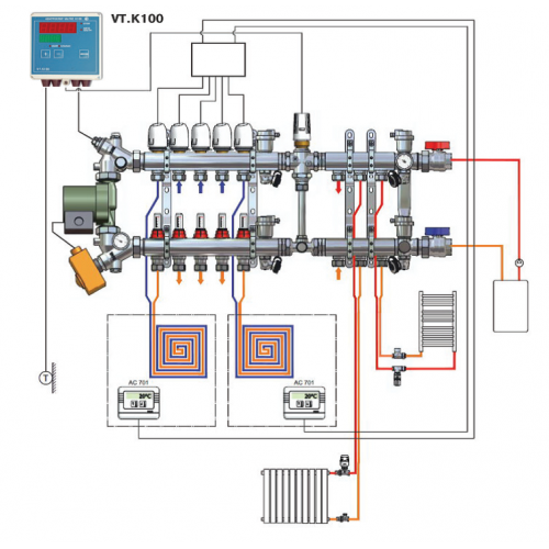 Подключение теплых полов valtec Насосно-смесительный узел VALTEC DUALMIX купить - цена в СПб