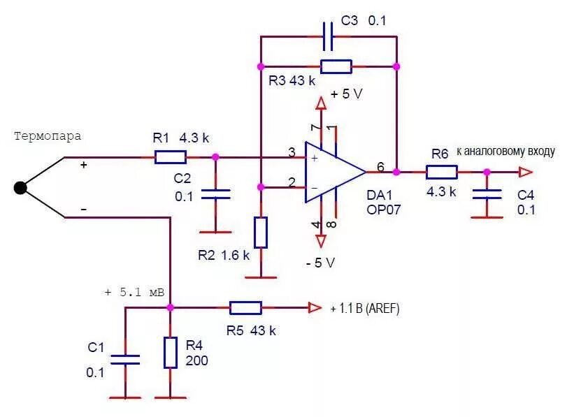 Подключение термопары к котлу Схема усилителя термопары Circuito electrónico, Proyectos eléctricos, Electricid