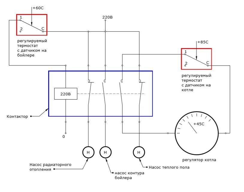 Подключение термостата к насосу отопления Подключение терморегулятора к котлу фото - DelaDom.ru