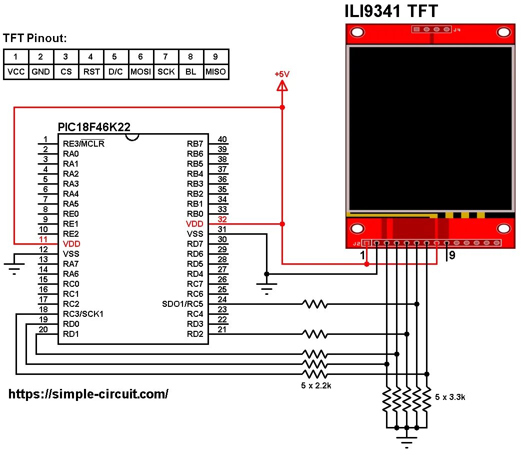 Подключение tft 3 2 PIC MCU with ILI9341 TFT - Graphics Test Example mikroC Projects