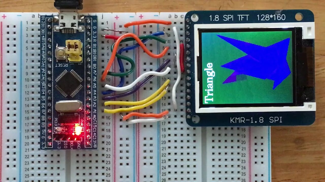 Подключение tft 3 2 KMR-1.8 SPI LCD test via STM32F103C8 - YouTube