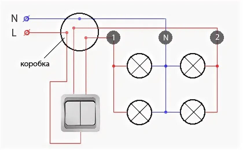 Подключение точечных светильников к двухклавишному выключателю Ответы Mail.ru: Как подключить через трансформатор четыре мебельных светильника,
