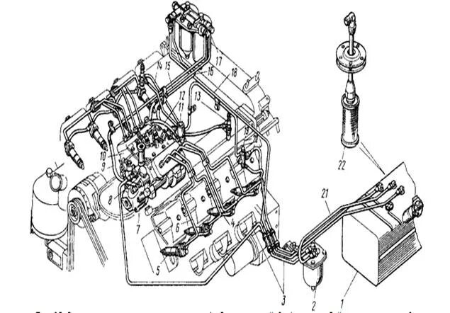 Подключение топливной системы камаз Подача топлива тнвд камаз
