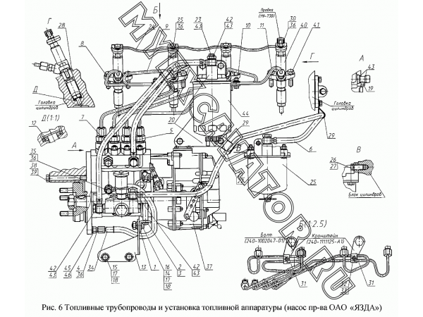 Подключение топливной системы мтз Топливные трубопроводы и установка топливной аппаратуры (насос пр-ва ОАО "Я