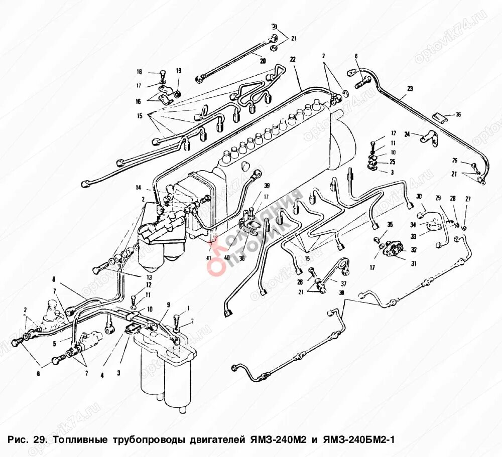 Подключение топливной системы на ямз 240 видео Группа запчастей ЯМЗ ЯМЗ-240: 240М2, 240НМ2, 240ПМ2, 240БМ2 Топливные трубопрово