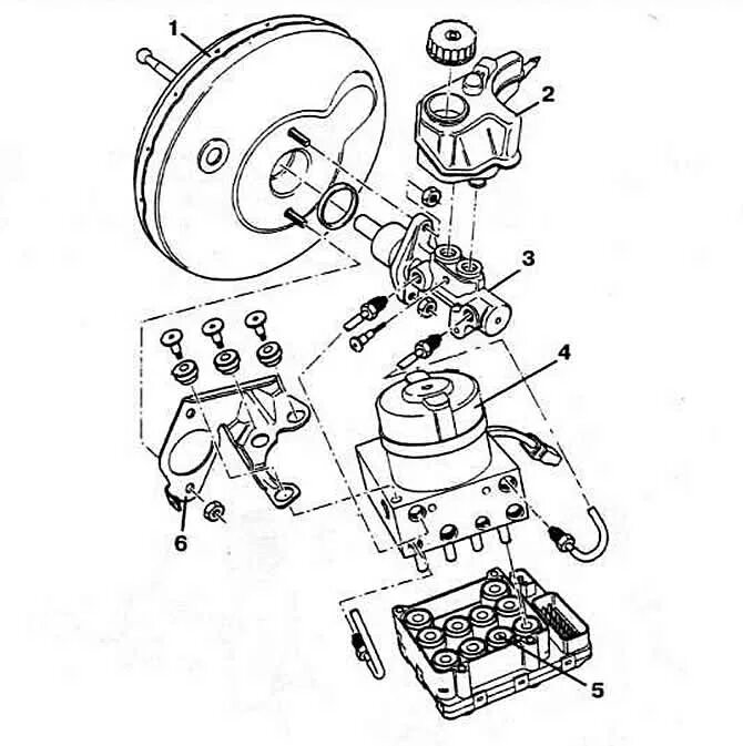 Подключение тормозных трубок к блоку абс Volkswagen Passat 1988-1996: Anti-Lock Braking System (Chassis / Brake system) V