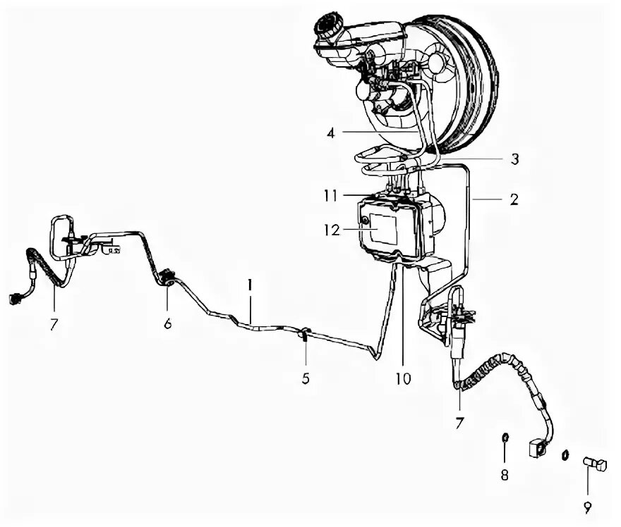 Подключение тормозных трубок к блоку абс Автозапчасти Volkswagen: "Routan"