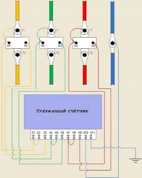 Подключение трансформатора тока к счетчику 380 схема Как подключить счётчик через трансформатор тока