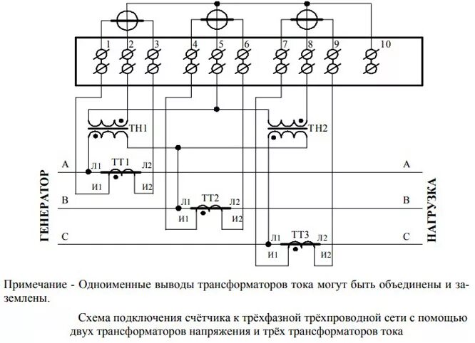 Подключение трансформаторов тока 10 кв Счётчик СЭТ-4ТМ: технические характеристики и схемы подключения