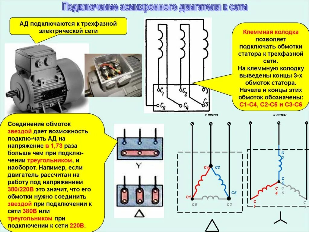 Подключение трехфазного двигателя треугольником Картинки ПОДКЛЮЧЕНИЕ АСИНХРОННОГО ДВИГАТЕЛЯ ЗВЕЗД