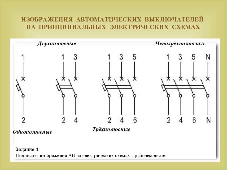 Подключение трехполюсного выключателя Автоматический выключатель на схеме: буквенное обозначение по госту