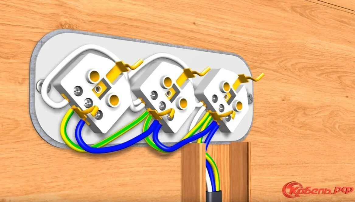 Подключение тройной накладной розетки к одному кабелю Как подключить двойную розетку электричества