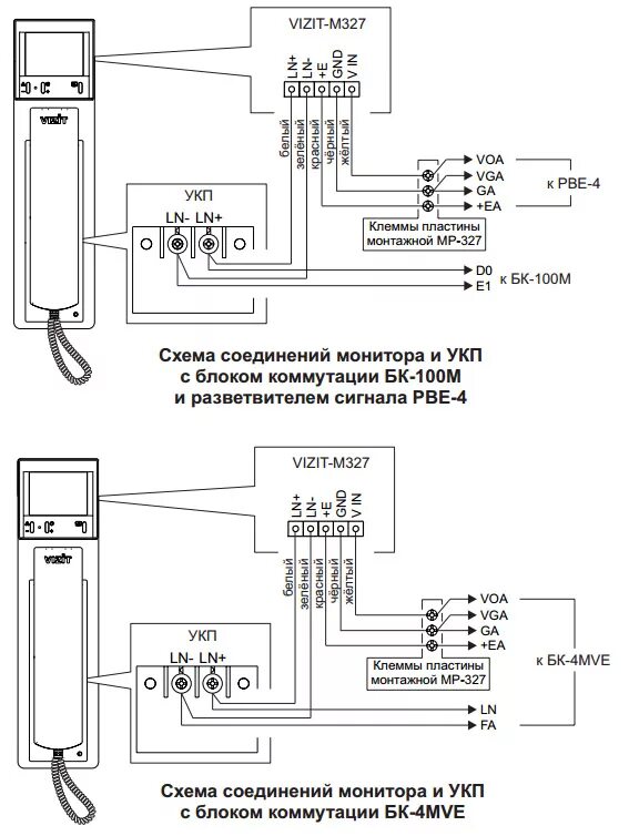 Подключение трубки домофона в квартире визит Монитор видеодомофона VIZIT-M327С купить в Санкт-Петербурге - интернет-магазин А