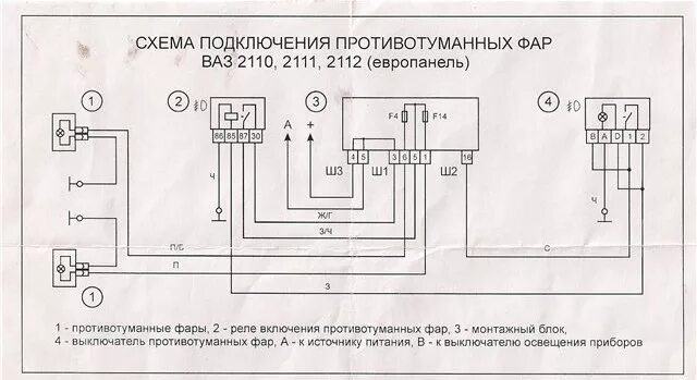 Подключение туманок ваз Установка ПТФ на 2110 - Bogdan 21104, 1,6 л, 2013 года электроника DRIVE2