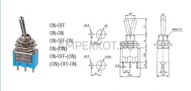 Подключение тумблера на 3 положения Купить Тумблер MTS-103 On-Off-On 3A/250VAC 6A/125VAC