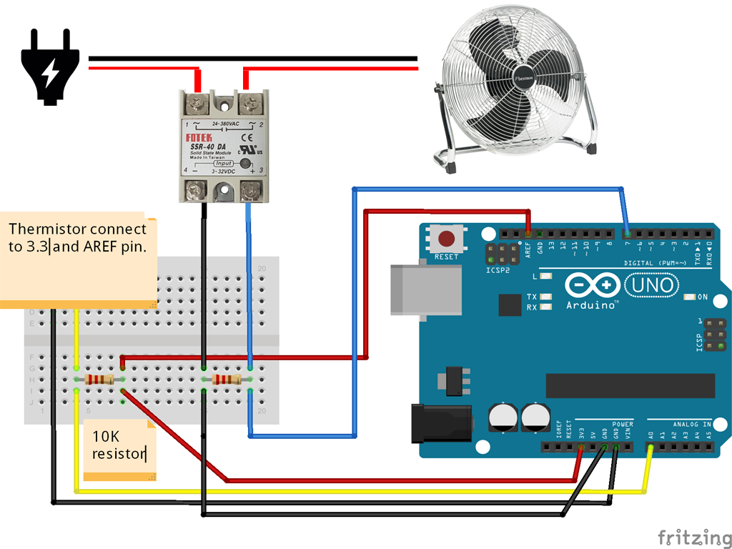 Подключение твердотельного реле к ардуино ARDUINO - SOLID STATE RELAY FAN/ventilator Control Using the W1209 Thermistor an