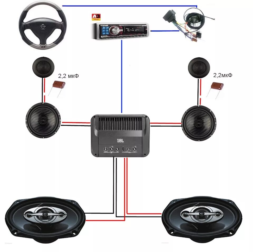Подключение твитеров к магнитоле без усилителя Путь автозвука или Alpine CDE-9882Ri, Урал АК-74с, Pioneer TSA-6916, JBL GTO-3EZ