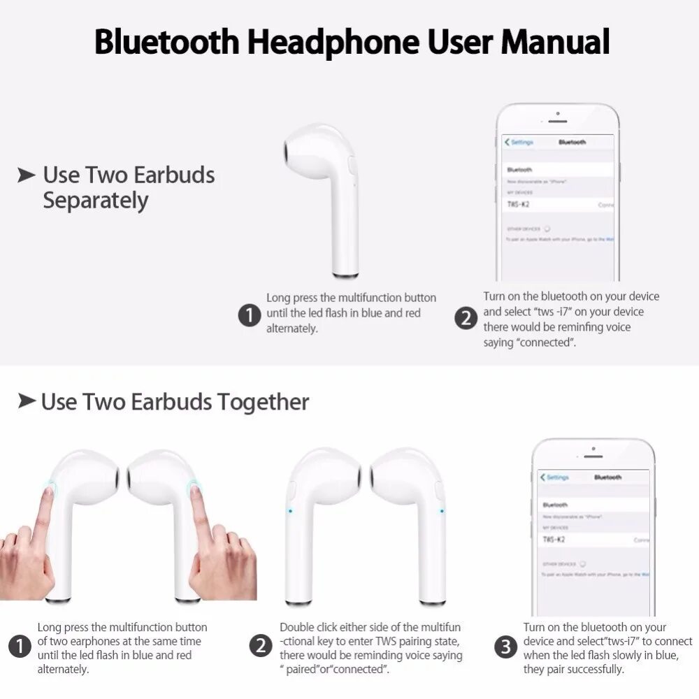 Подключение tws наушников к телефону Беспроводные Bluetooth наушники TWSI7 гарнитура Мини-наушник с микрофоном Auricu