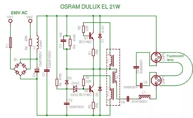 Подключение уф лампы 30 ватт схема low power lamp circuit - Buscar con Google Electronic circuit design, Fluorescen