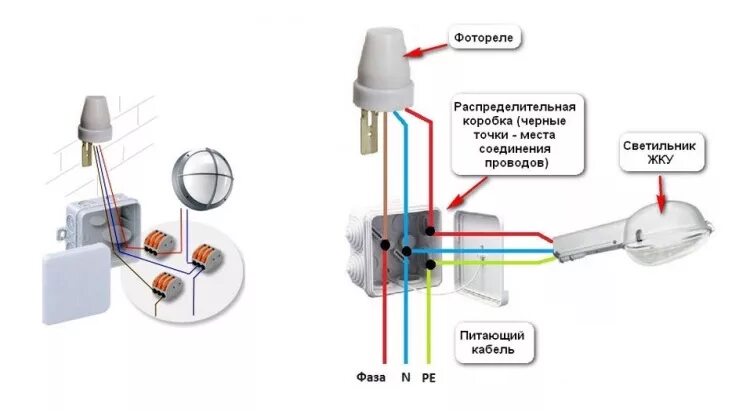 Подключение уличного освещения через выключатель Фотореле это HeatProf.ru