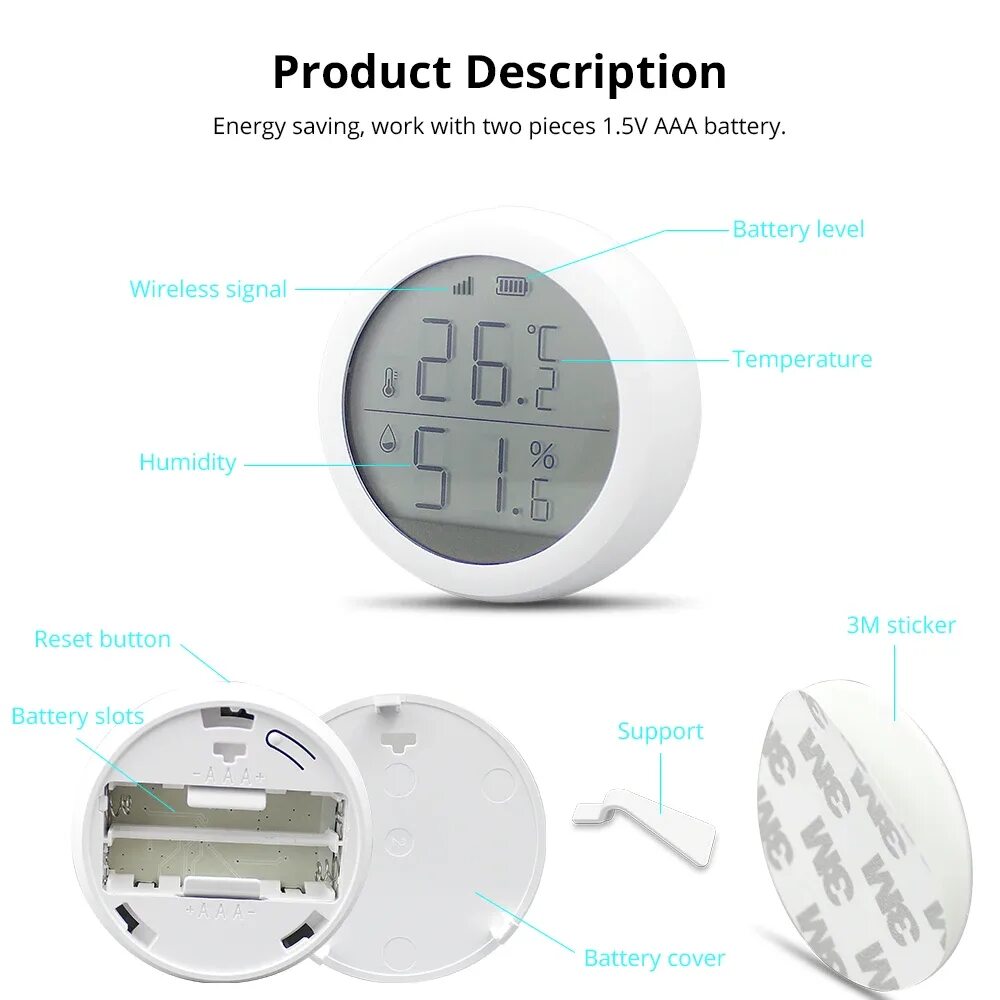 Подключение умного датчика температуры и влажности Датчик температуры и влажности Tuya Zigbee с ЖК-экраном и аккумулятором AliExpre