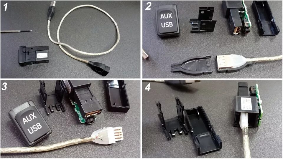 Подключение usb в машину Подключение для штатных разъемов AUX и USB - Toyota Corolla (140/150), 1,6 л, 20