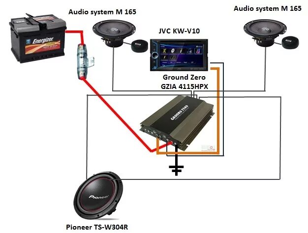 Подключение усилителя к магнитоле пионер Запись № 71 2 din магнитола JVC KW-V10 и сабвуфер Pioneer TS W304R - Ford Focus 