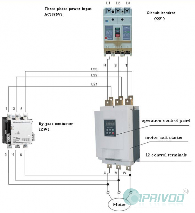 Подключение устройства плавного пуска электродвигателя Устройства плавного пуска (УПП) IDS-Drive серии SSN - 1PRIVOD.RU