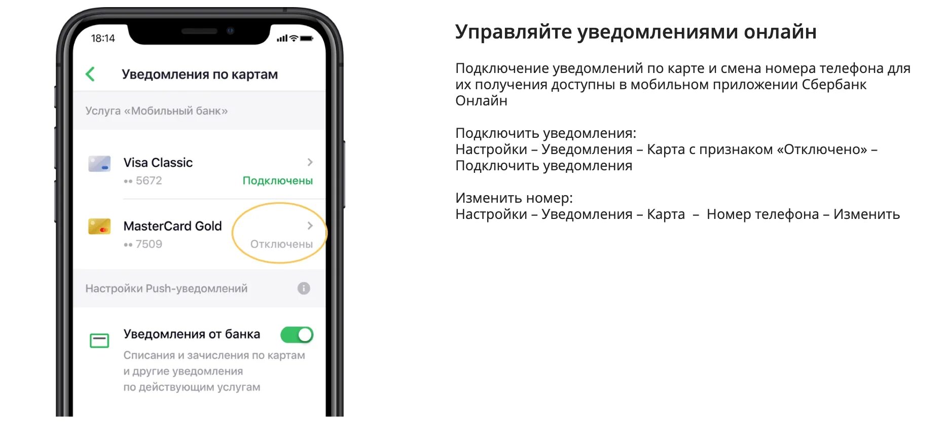 Подключение уведомлений сбербанк на телефон Оповещение мобильного банка