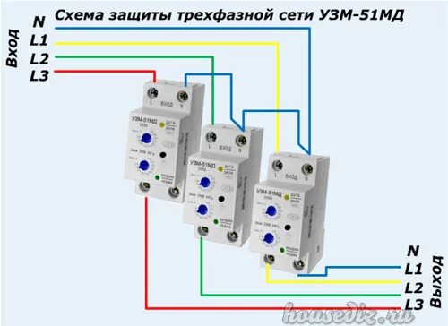 Подключение узм 3 63к Реле контроля напряжения меандр узм 51м 63а: Устройства защиты от скачков напряж