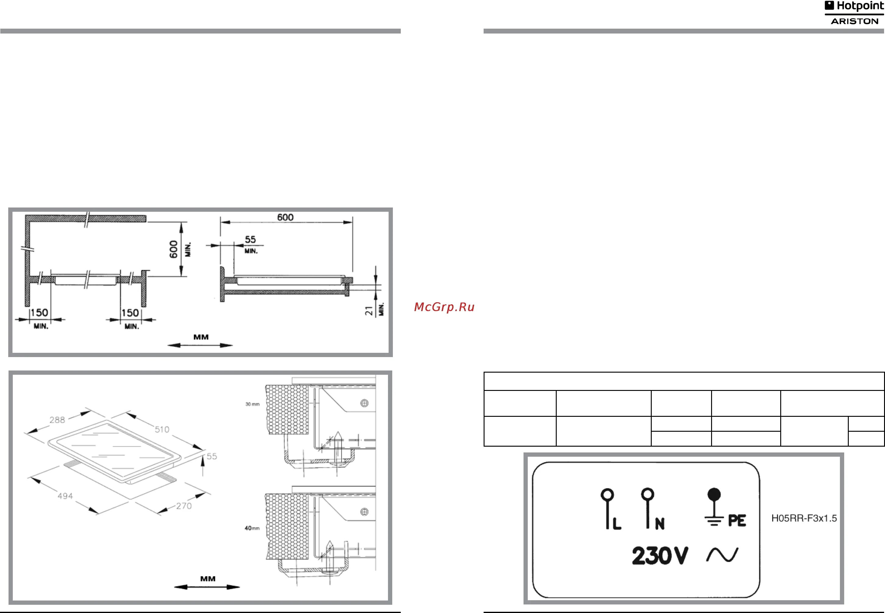 Подключение варочных панелей hotpoint ariston Hotpoint-Ariston 7hdk 2kl (ix) ru/ha 4/6 Инструкции для технического персонала