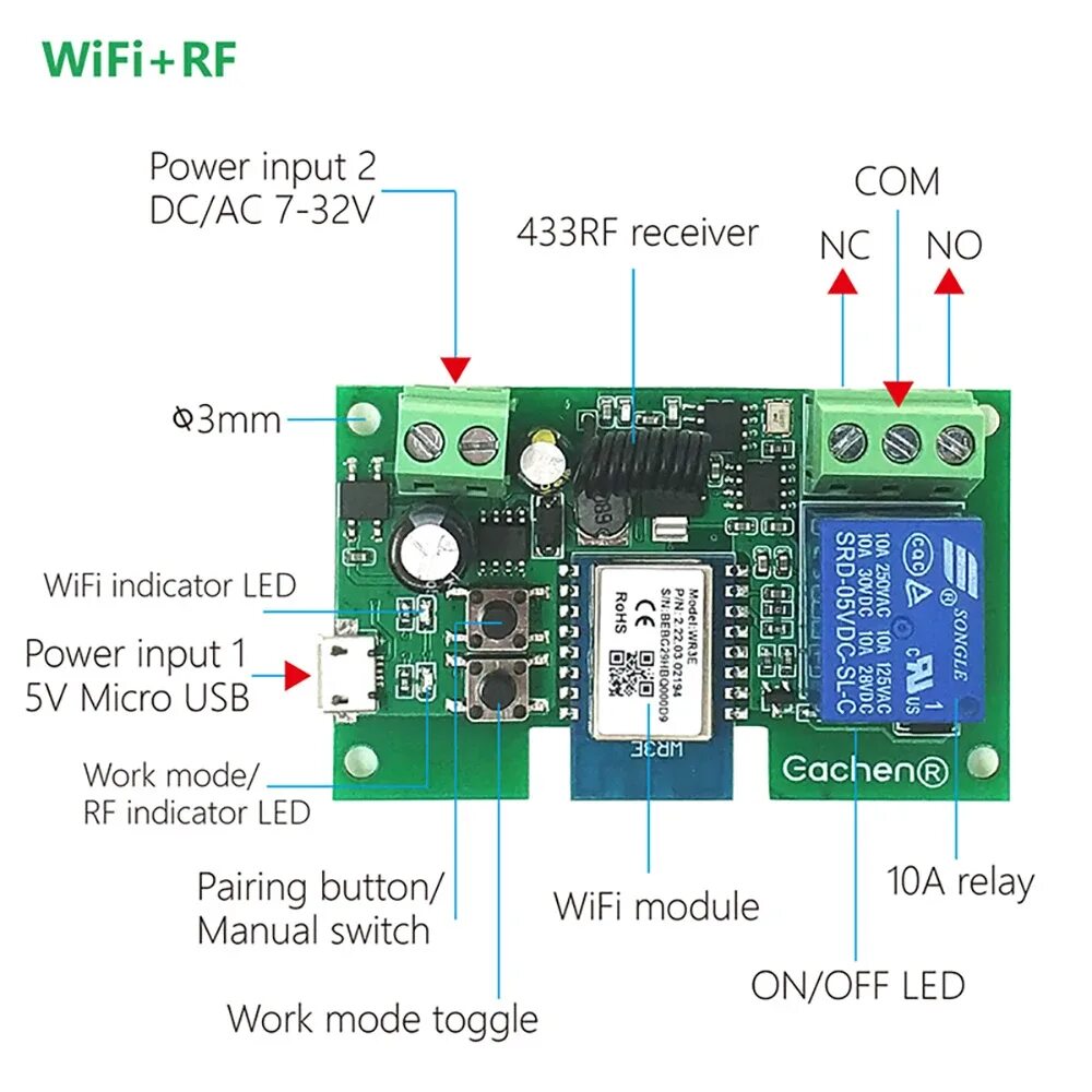 Подключение вай фай реле Переключатель Tuya, Wi-Fi, умное управление через приложение, дистанционное Голо