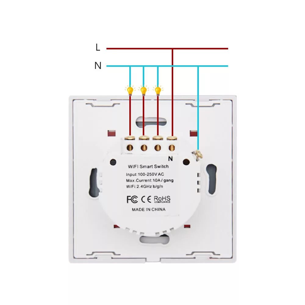 Подключение вай фай выключателя с конденсатором EACHEN Wall Touch Switch SWT-03-EU(Tuya/SmartLife) - EACHEN-DIY YOUR SMART HOME