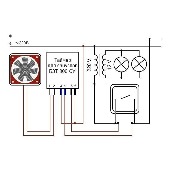 Подключение вентилятора через таймер Схема подключения вентилятора с таймером фото - DelaDom.ru
