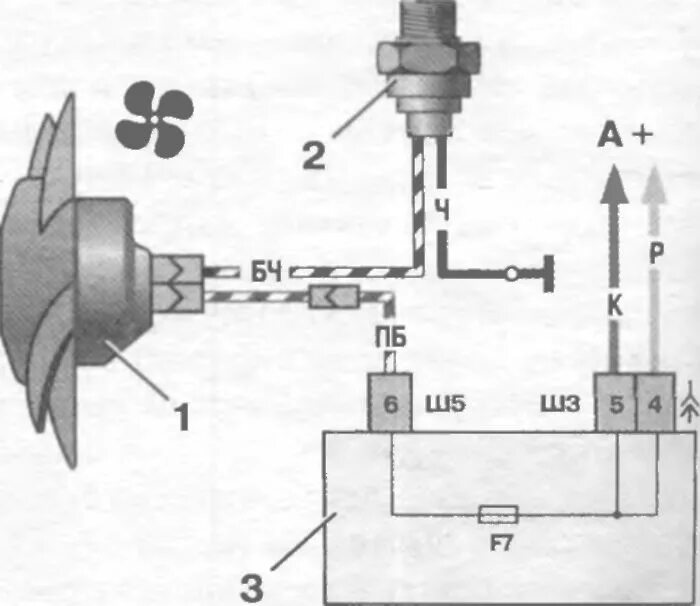 Подключение вентилятора охлаждения ваз 2107 Ваз 2105 вентилятор охлаждения схема - фото