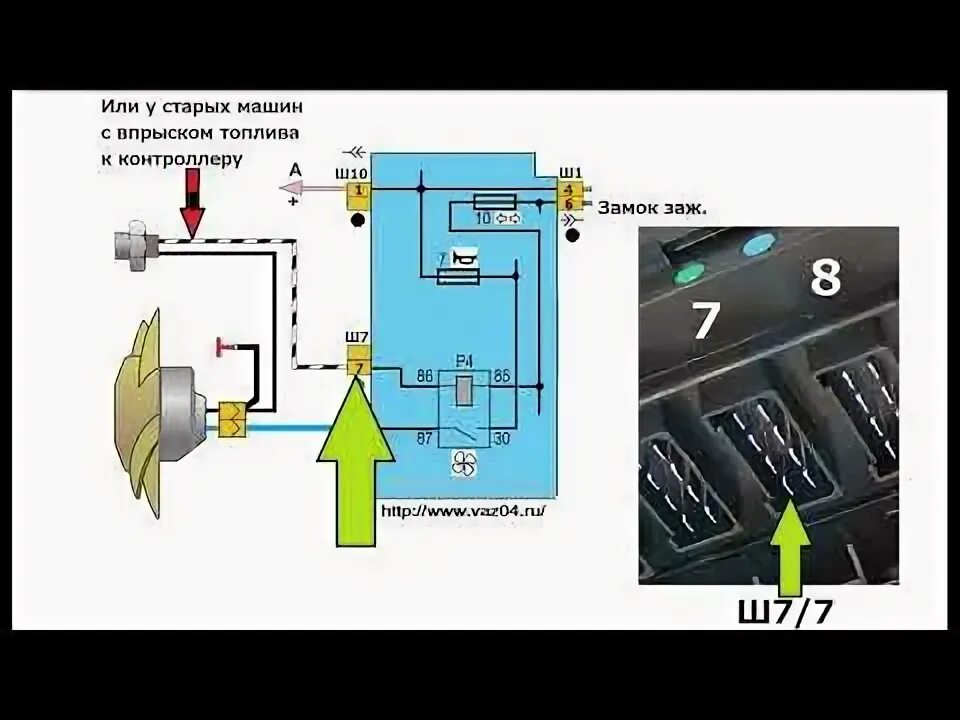 Подключение вентилятора ваз 2109 Варианты схем вентилятора ВАЗ 2104 2105 2107 - YouTube